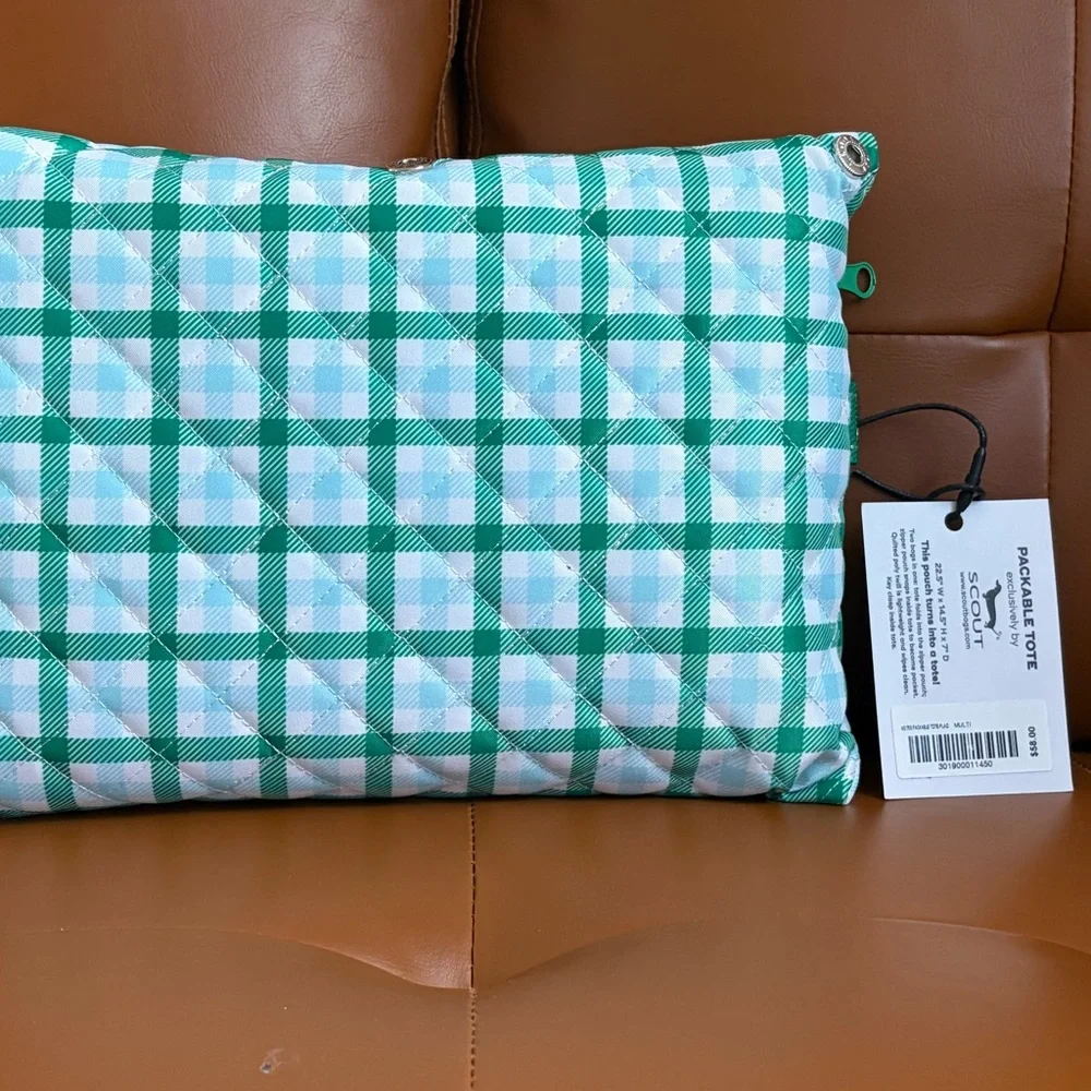 Masters Green and White Plaid Large Tote Bag - Picture 5 of 5